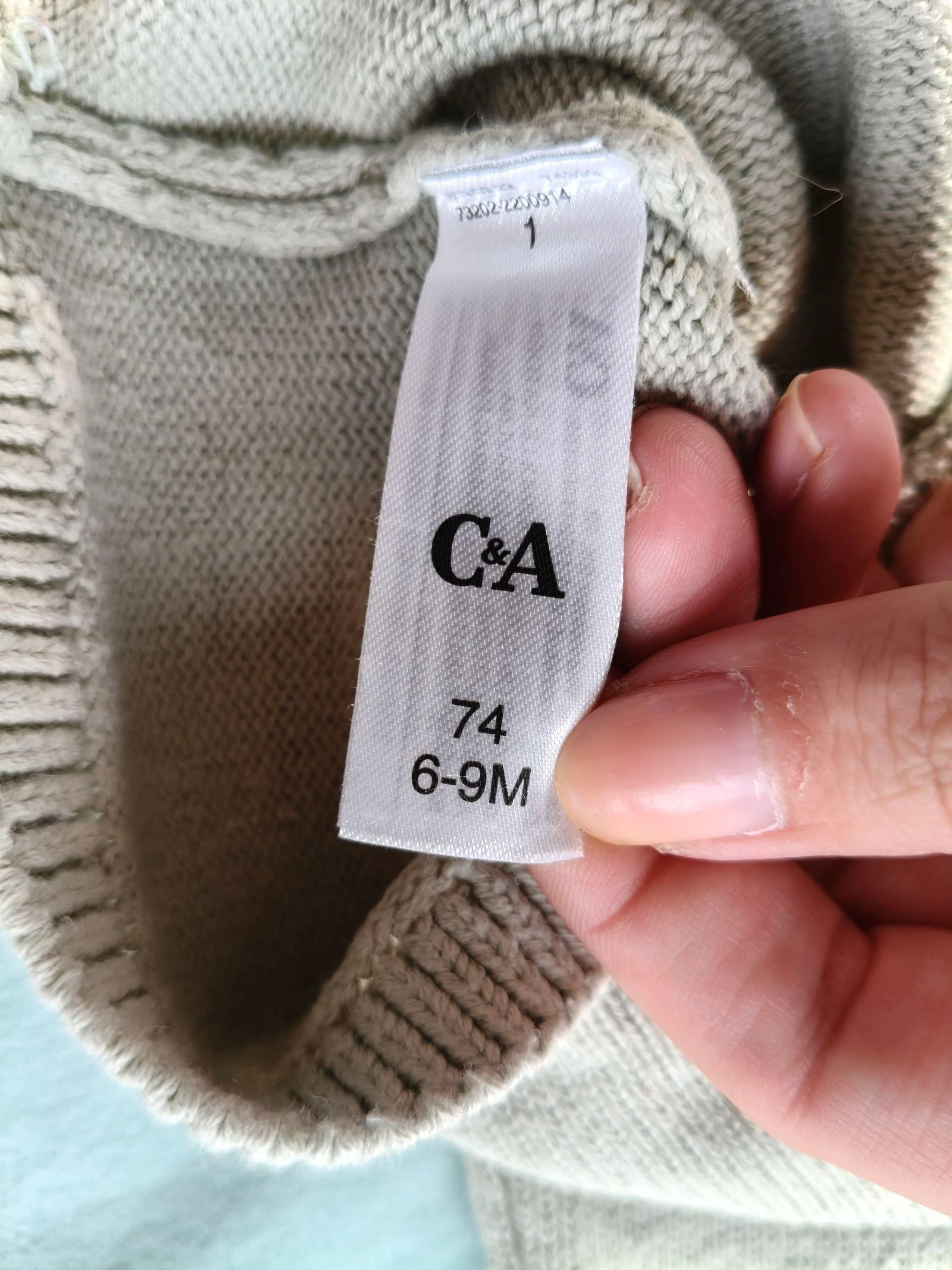 Conjunto de vestido cálido para niña C&A de punto verde caqui de 74 cm con legging blanco – photo 8